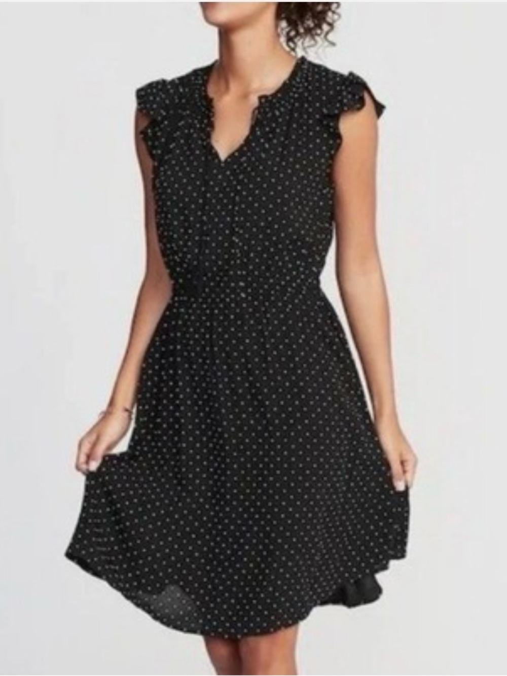 Old Navy Black Polka Dot Ruffle Sleeve Dress NWT